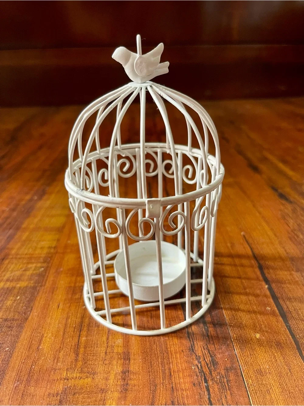 White Decorative Birdcage Tealight Holder
